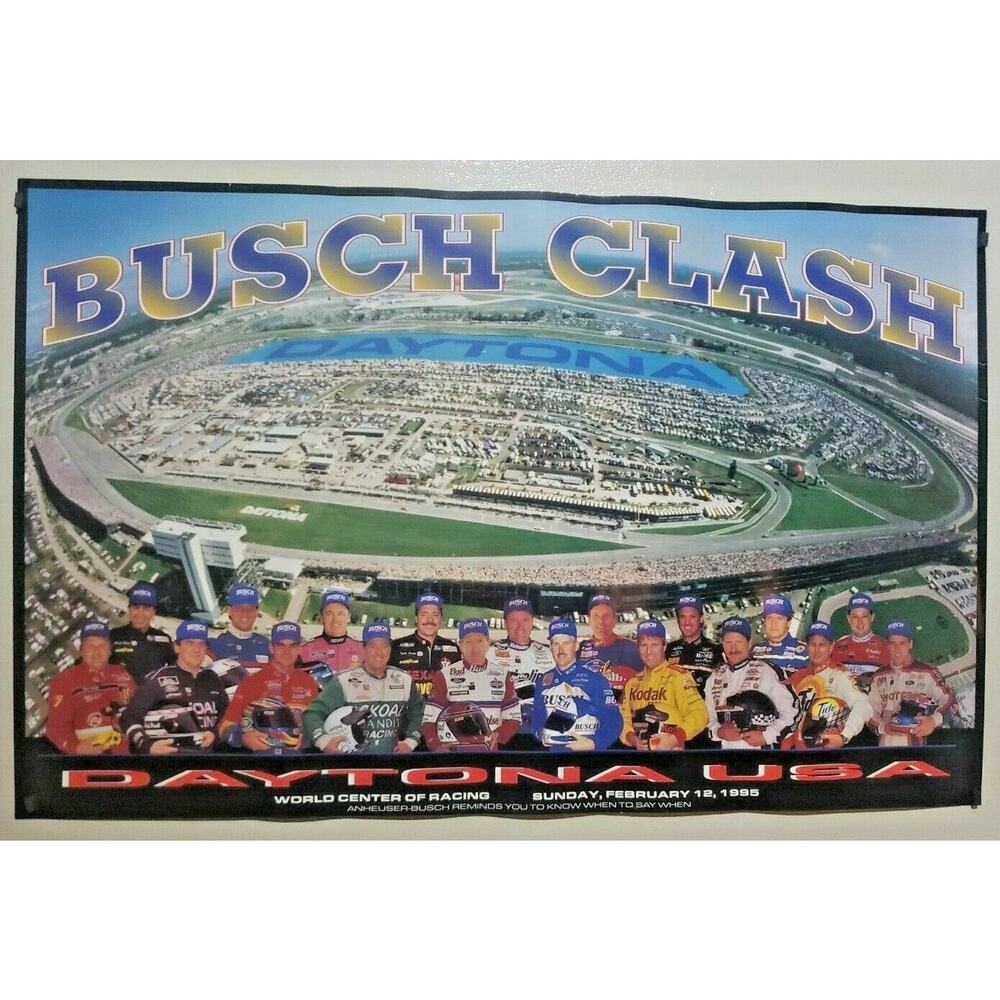 1995 Anheuser Busch Busch Clash Daytona Tavern / Store Poster 34"x22" NOS